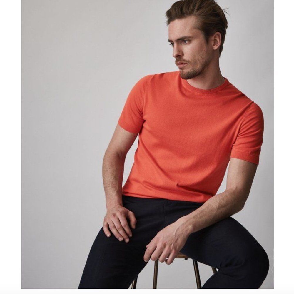 Reiss Carlton Cotton Knit Short Sleeve Shirt Size S